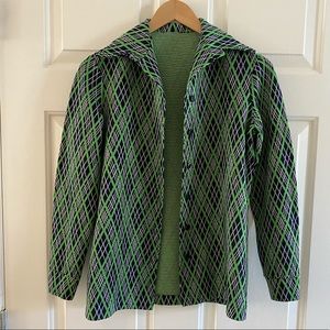 Navy and Green Button-Up Jacket